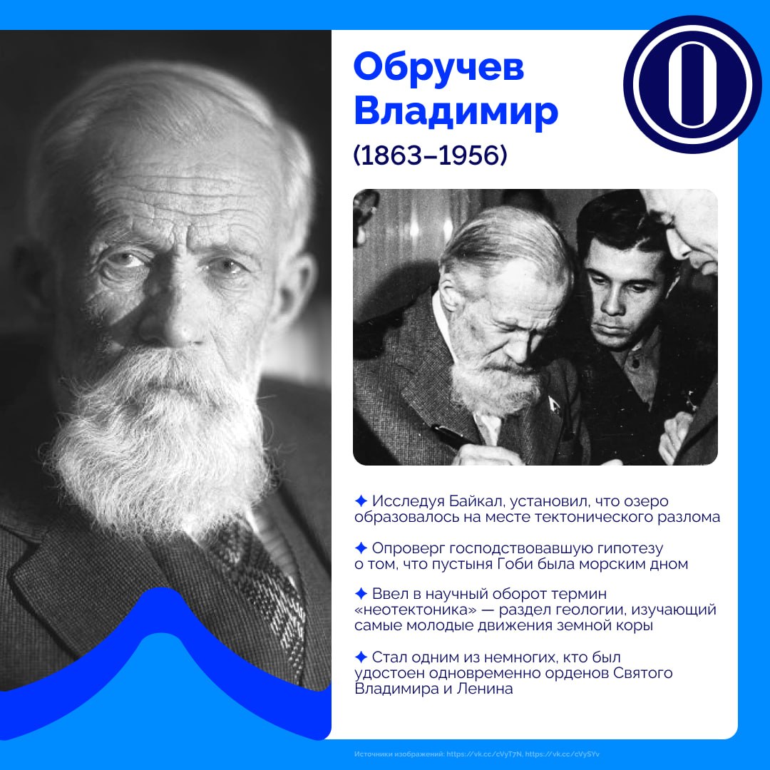 #НаучныйАлфавит. Буква — Обручев Владимир Афанасьевич — профессор, ставший романистом Исследователь Сибири и Центральной Азии, который прошел пешком более 13 тыс
